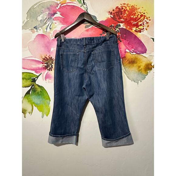 Merona Denim Capri Size 14R Cuffed Hem Cropped Jeans Comfort Y2K Womans - Picture 4 of 4